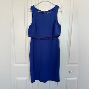 Jessica Simpson blue cocktail dress with lace details